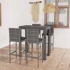 5 Piece Patio Bar Set with Cushions Poly Rattan Gray