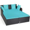 Tangkula Outdoor Rattan Daybed,Sunbed Wicker Furniture w/Spacious Seat,Upholstered Cushion&High-Resilience Sponge,Wicker Patio