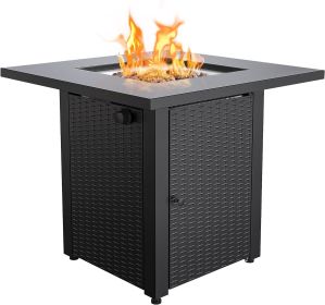 Propane Fire Pit Table, 50,000 BTU Square Fire Table, Fire Pit Propane for Outside Patio (Color: Black, Material: Metal)