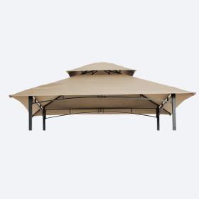 8x5Ft Grill Gazebo Replacement Canopy,Double Tiered BBQ Tent Roof Top Cover,Beige (Color: as picture)