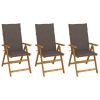 Folding Patio Chairs 3 pcs with Cushions Solid Acacia Wood