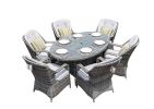 Direct Wicker Patio Wicker 7 Piece Oval Dining Set-Gray