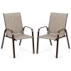 2 Pieces Patio Outdoor Dining Chair with Armrest