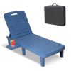 74.4" Outdoor Chaise Lounge Patio Pool Lounge Chairs with 4 Level Adjustable Backrest, White/Blue