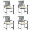 Patio Chairs with Cushions 4 pcs Gray Solid Acacia Wood