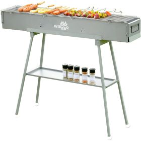 WILLBBQ Commercial Quality Portable Charcoal Grills Multiple Size Hibachi BBQ Lamb Skewer Folded Camping Barbecue Grill for (Color: 39.4x7.1x5.1 inch)