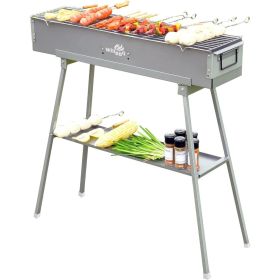 WILLBBQ Commercial Quality Portable Charcoal Grills Multiple Size Hibachi BBQ Lamb Skewer Folded Camping Barbecue Grill for (Color: 31.6x7.1x5.1 inch)