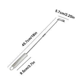 46cm Stainless Steel Charcoal Ash Rake Extendable BBQ Ash Tool Stainless Steel Grill Hoe Tool Stove Cleaning Tool Accessories (Color: Silver)