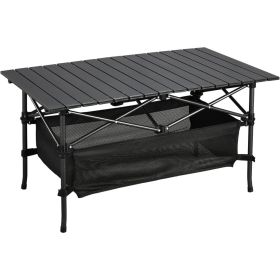 Camping Table That Fold up Lightweight, Aluminum Folding Table Roll Up Table with Easy Carrying Bag for Indoor, Outdoor, Camping, Backyard, BBQ, Party (colour: black)