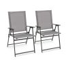 2 Pieces Patio Folding Chairs with Armrests for Deck Garden Yard