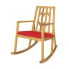 Patio Acacia Wood Rocking Chair Sofa with Armrest and Cushion for Garden and Deck