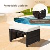 2 Pieces Patio Rattan Ottomans with Soft Cushion for Patio and Garden