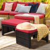 2 Pieces Patio Rattan Ottomans with Soft Cushion for Patio and Garden