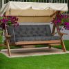 2-3 Seater Swing Cushion Waterproof Outdoor Swing Cushions Replacement Swing Bench Pads Chair Mat with Backrest 8 Tie Straps 59x43.3x3.9in for Patio F