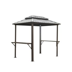 Grill Gazebo 8' × 6', Aluminum BBQ Gazebo Outdoor Metal Frame with Shelves Serving Tables (Color: as Pic)