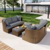 U_Style Customizable Outdoor Patio Furniture Set, Wicker Furniture Sofa Set with Thick Cushions, Suitable for Backyard, Porch.