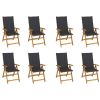 Folding Patio Chairs with Cushions 8 pcs Solid Acacia Wood