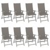 Patio Reclining Chairs with Cushions 8 pcs Gray Acacia Wood