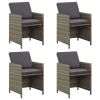 Patio Chairs with Cushions 4 pcs Poly Rattan Gray