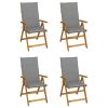 Patio Reclining Chairs 4 pcs with Cushions Solid Acacia Wood