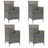 Patio Chairs with Cushions 4 pcs Poly Rattan Gray