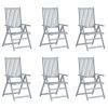 Patio Reclining Chairs 6 pcs with Cushions Solid Acacia Wood