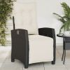 Reclining Patio Chairs 2 pcs with Footrest Black Poly Rattan