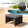 2 Pieces Patio Rattan Ottomans with Soft Cushion for Patio and Garden