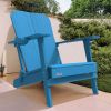 Outdoor Patio HDPE Adirondack Chair, Armrests with Cup Holders & Phone Slots