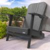 Outdoor Patio HDPE Adirondack Chair, Armrests with Cup Holders & Phone Slots