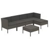 6 Piece Patio Lounge Set with Cushions Poly Rattan Gray