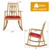 Patio Acacia Wood Rocking Chair Sofa with Armrest and Cushion for Garden and Deck