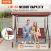 VEVOR 3-Seat Patio Swing Chair, Converting Canopy Swing, Outdoor Patio Porch with Adjustable Canopy, Removable Thick Cushion and Alloy Steel Frame