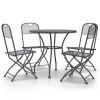 5 Piece Patio Dining Set Expanded Metal Mesh Anthracite