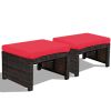 2 Pieces Patio Rattan Ottomans with Soft Cushion for Patio and Garden