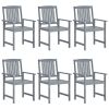 Patio Chairs with Cushions 6 pcs Solid Acacia Wood Gray