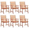 Patio Dining Chairs 6 pcs with Cushions Solid Acacia Wood