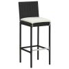 7 Piece Patio Bar Set with Cushions Poly Rattan Black