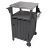 HDPE Barbecue/Grill Side Table Trolley;  Outdoor Prep Dining Table Serving Cart with 304 Stainless Steel Top;  Outdoor Kitchen Storage Island for Gard