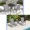 2 Pieces Patio Folding Chairs with Armrests for Deck Garden Yard