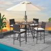 2/4 Pieces Outdoor PE Rattan Cushioned Barstool Set with Armrests