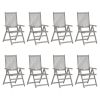 Patio Reclining Chairs with Cushions 8 pcs Gray Acacia Wood