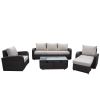 Direct Wicker 5-Piece Outdoor Rattan Furniture Patio Conversation Set with Cushion