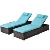 Outdoor PE Wicker Chaise Lounge - 2 Piece patio lounge chair; chase longue; lazy boy recliner;outdoor lounge chairs set of 2;beach chairs; recliner ch