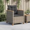 Patio Chair with Cushions Gray Poly Rattan