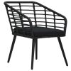 Patio Chairs with Cushions 2 pcs Poly Rattan Black