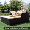 Tangkula Outdoor Rattan Daybed,Sunbed Wicker Furniture w/Spacious Seat,Upholstered Cushion&High-Resilience Sponge,Wicker Patio