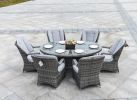 Direct Wicker Patio Wicker 7 Piece Oval Dining Set-Gray