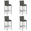 5 Piece Patio Bar Set with Cushions Poly Rattan Gray